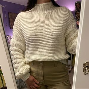 Bubble Sleeve Turtle Neck Sweater
